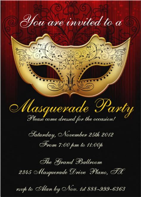 adobe masquerade invitation maker|Masquerade Party Invitation Template.